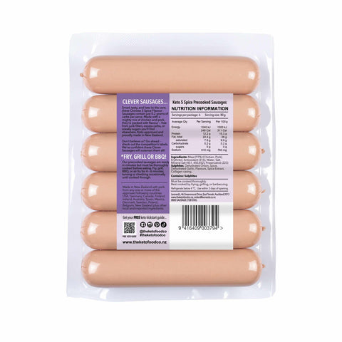 Keto Precooked Sausages 6 pack - Chinese 5 Spice